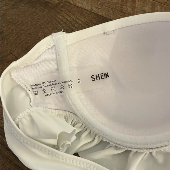 Strapless Ruffle-Trim Push-Up Swim Top - White - Picture 3 of 3